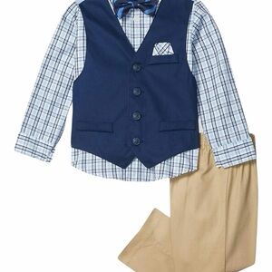 NWT Nautica Big Boys Tuxedo Button Up Shirt, Vest, Bow Tie and Pants Set Size 7